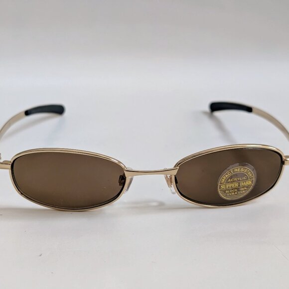 NWT Vintage 90's Rectangle Metal Sport Sunglasses (S. Gold) - Picture 1 of 5